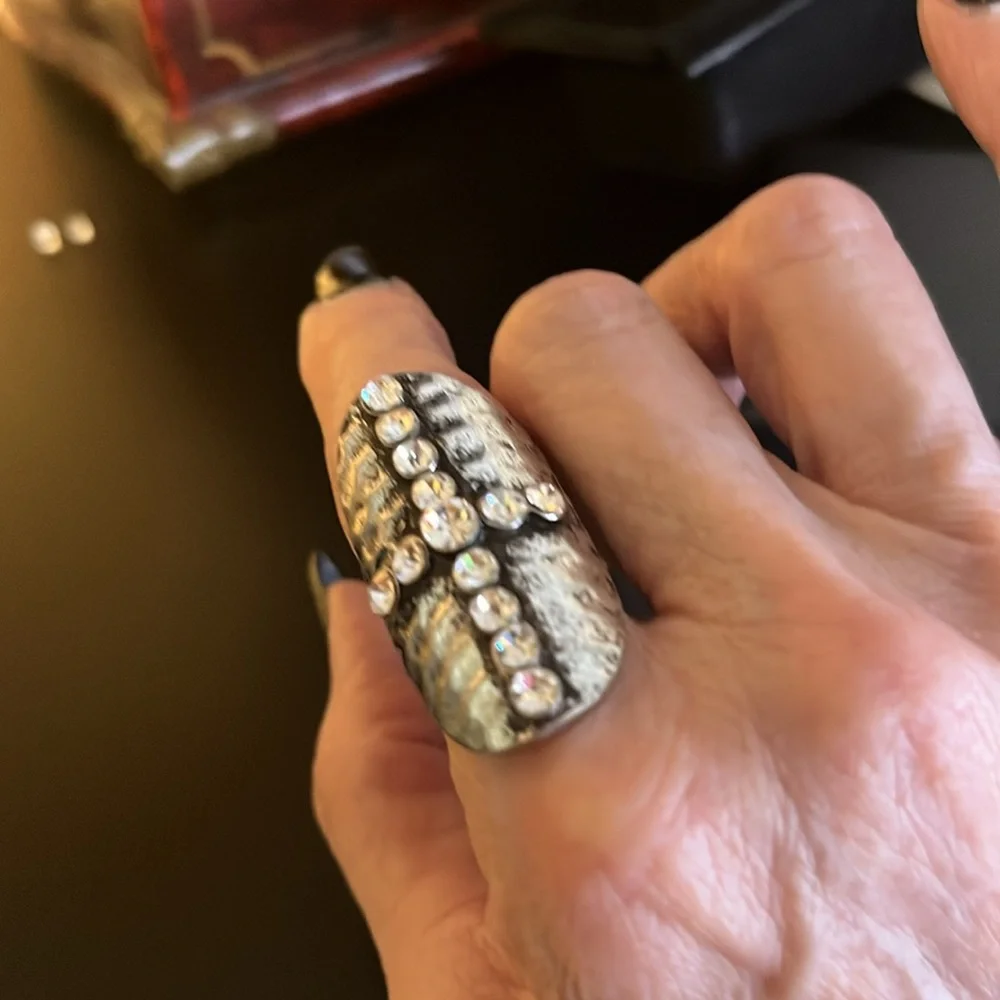 Silver Rhinestone Cross Ring - Picture 9 of 12